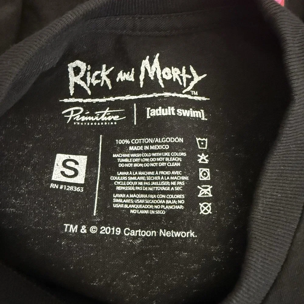 Primitive Rick & Morty T shirt Size Small Black‎ Neon Pink Graphic Tee